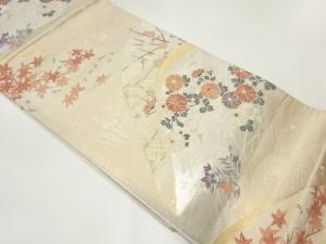 遠山に花模様織出し袋帯